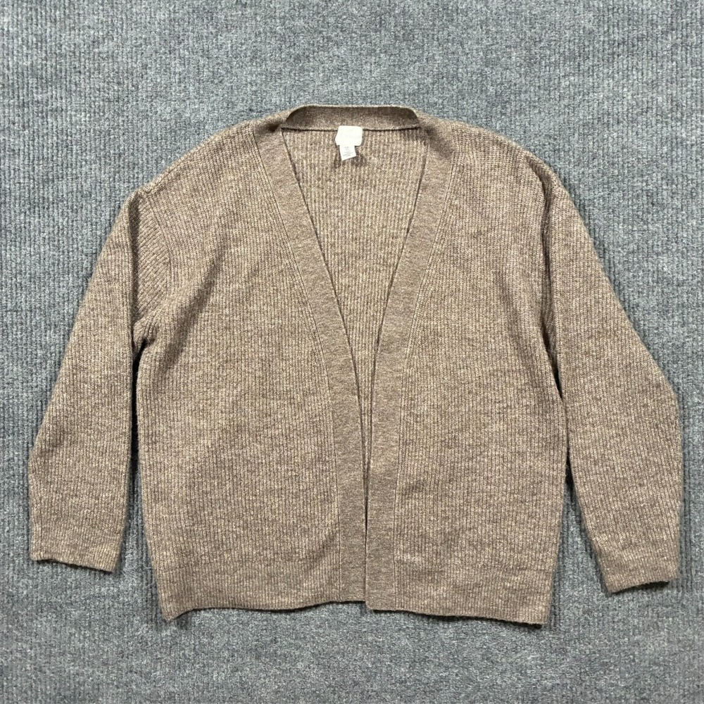 H&M Womens Rib Knit Open Front Cardigan Sweater‎ Size Small Brown Lightweight
